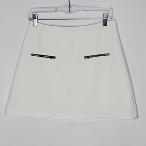 ZARA White Mini Skirt with Zipper Details